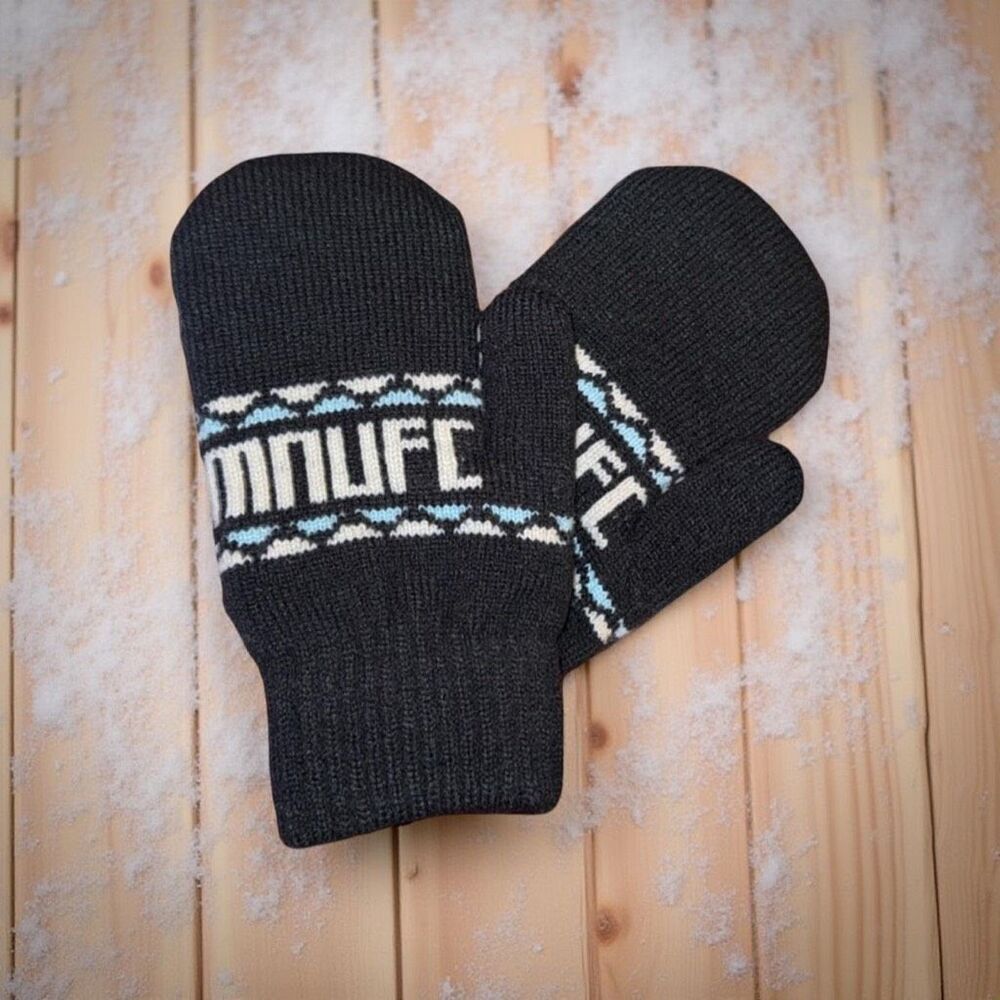 NEW Limited Edition MN UFC Knit Mittens Black/Blue Logo O/S